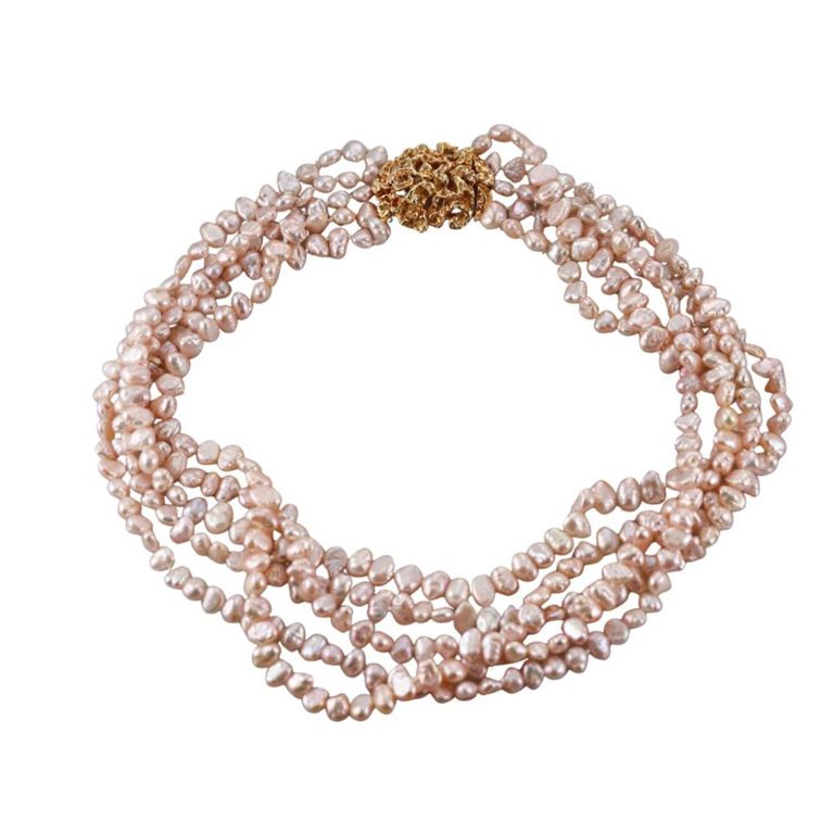 18k Gold Pearl Multi-Strand Necklace