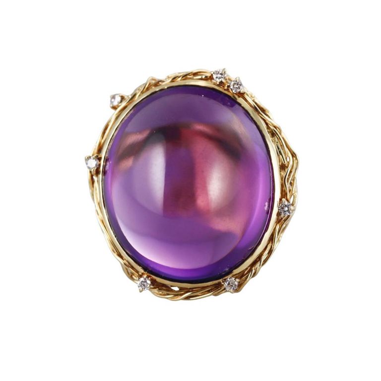 18k Gold Amethyst and Diamond Ring