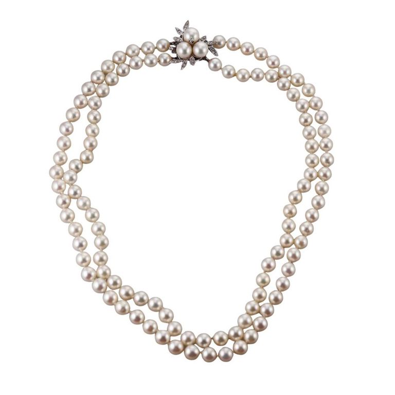 14k Gold Diamond and Pearl Necklace