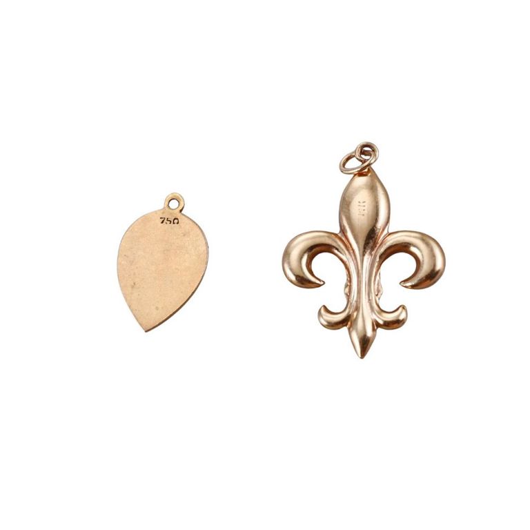 Set of 2 Gold Enamel Fleur de Lis Charms