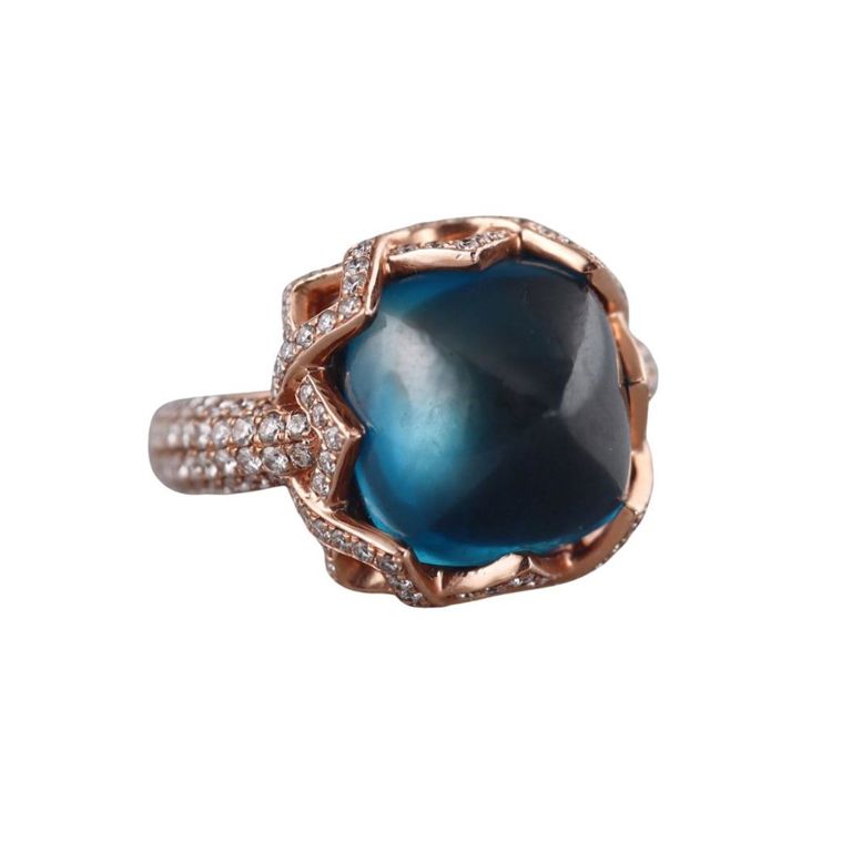 14k Gold Diamond and Topaz Ring