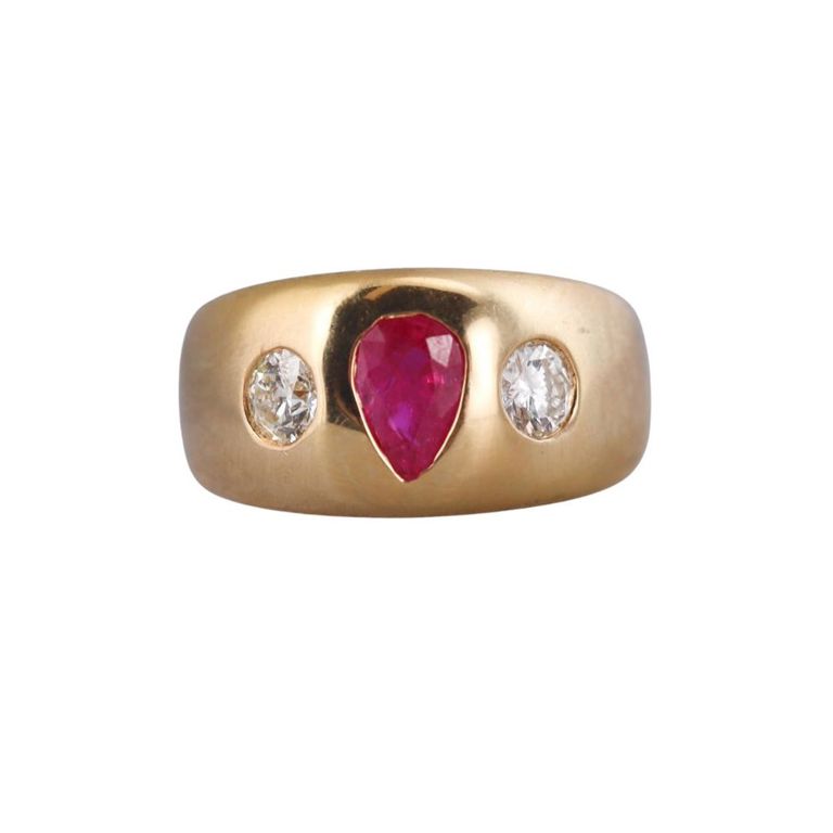 18k Gold Ruby and Diamond Ring