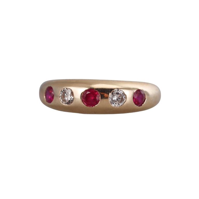 14k Gold Diamond and Ruby Ring