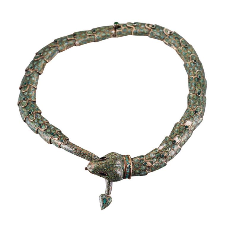 Sterling Silver Enamel Snake Necklace