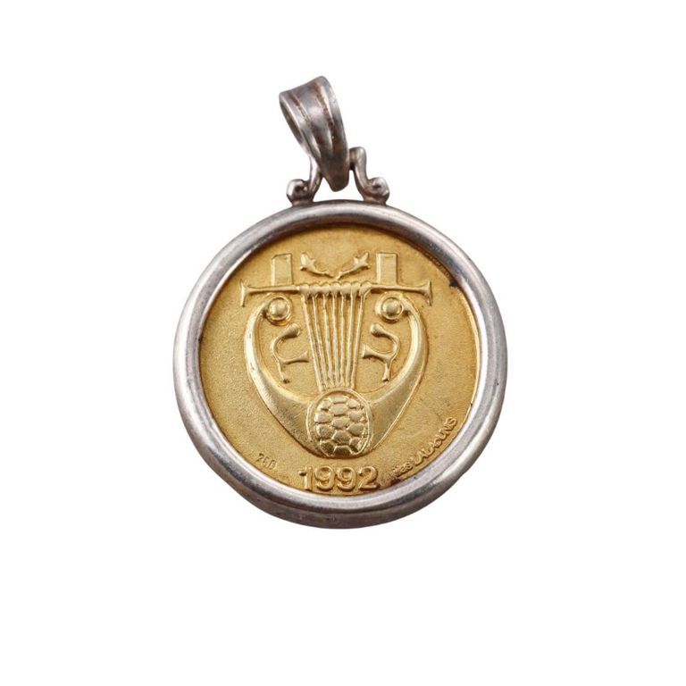 18k Gold Silver Medallion Pendant