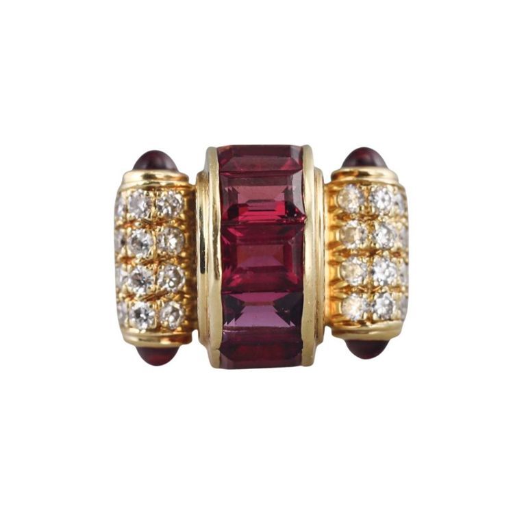 18k Gold Tourmaline and Diamond Ring