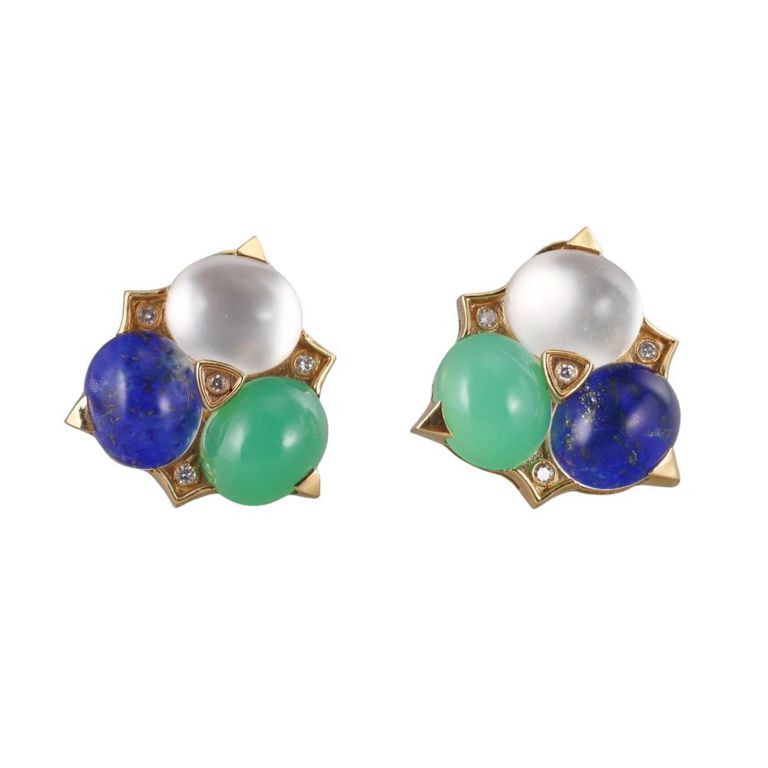 18k Gold Diamond and Gemstone Earrings