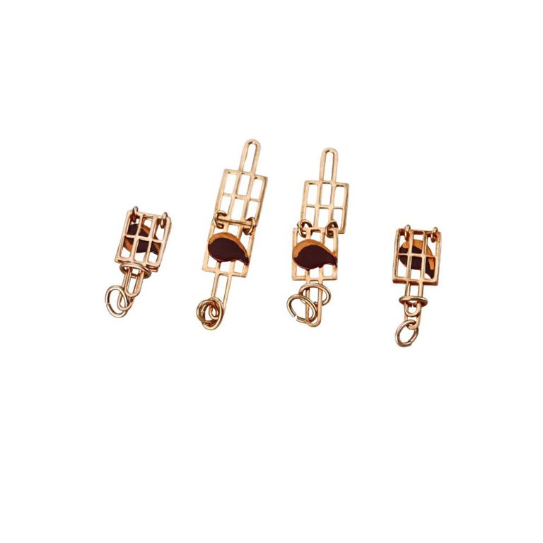 Set of 4 14k Gold Basket Charms