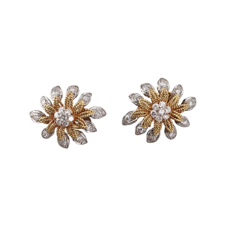 Pair of 18k Gold Diamond Earrings