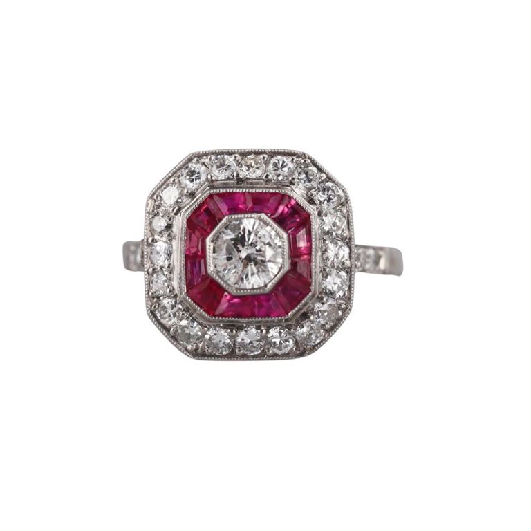 Platinum Ruby and Diamond Ring