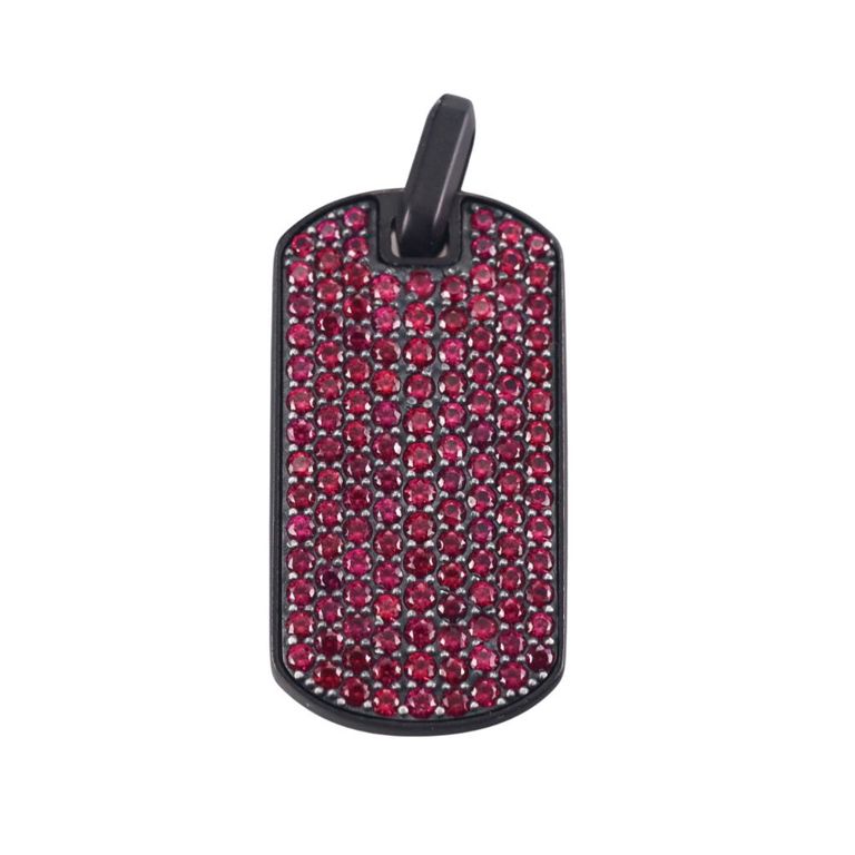 Titanium Ruby Dog Tag Pendant
