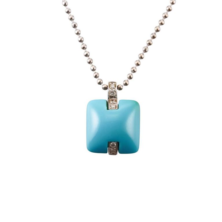 Turquoise and Diamond Pendant Necklace
