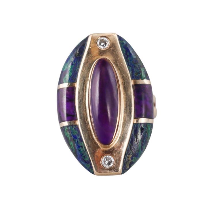 14k Gold Sugilite and Diamond Ring