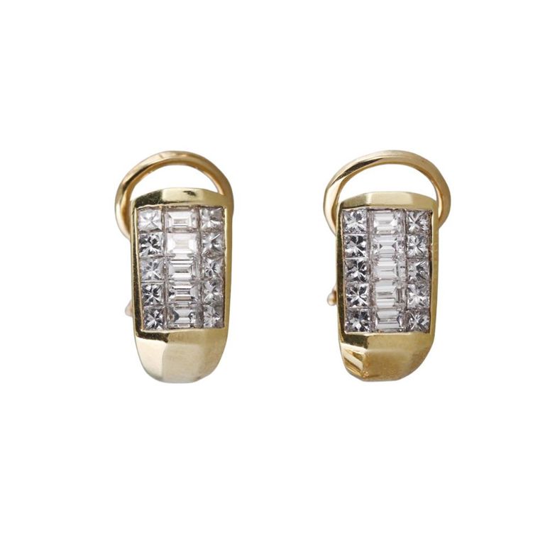 18k Yellow Gold Diamond Earrings