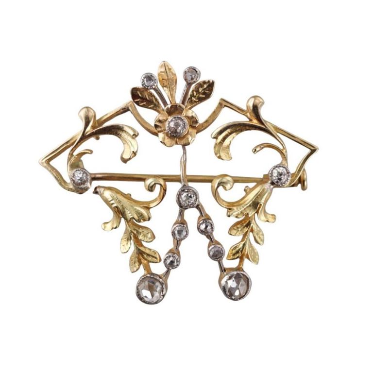 18k Gold Diamond Brooch/Pendant