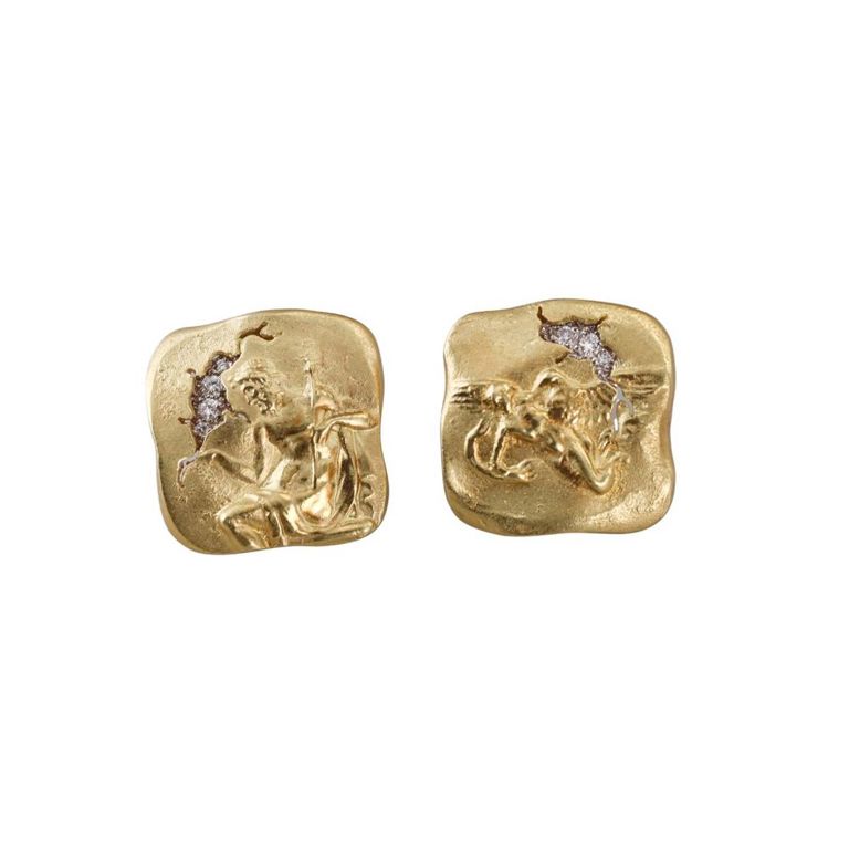 18k Gold and Platinum Diamond Earrings