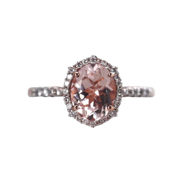 9k Gold Morganite and Diamond Ring