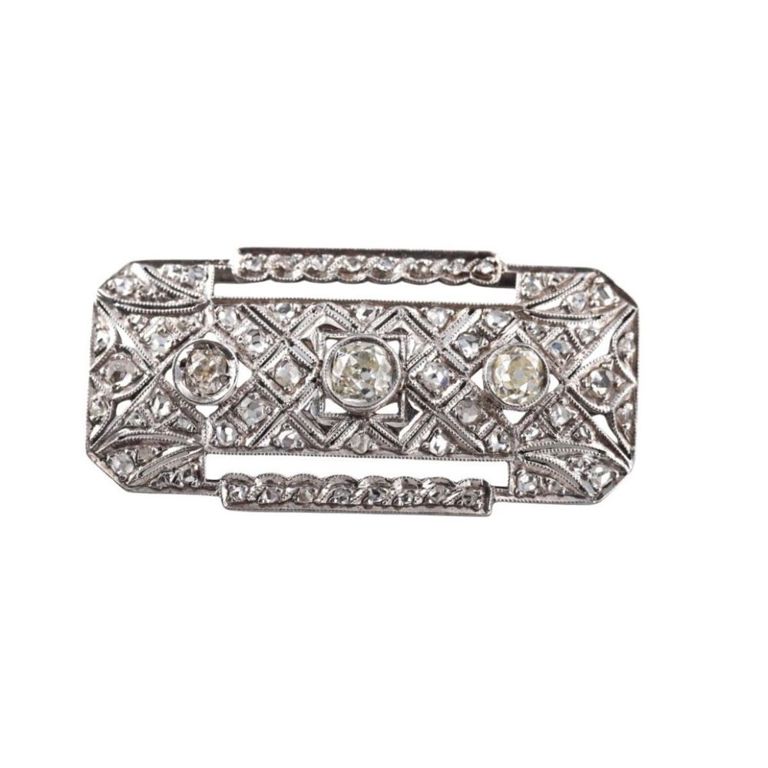 Art Deco Platinum Diamond Brooch