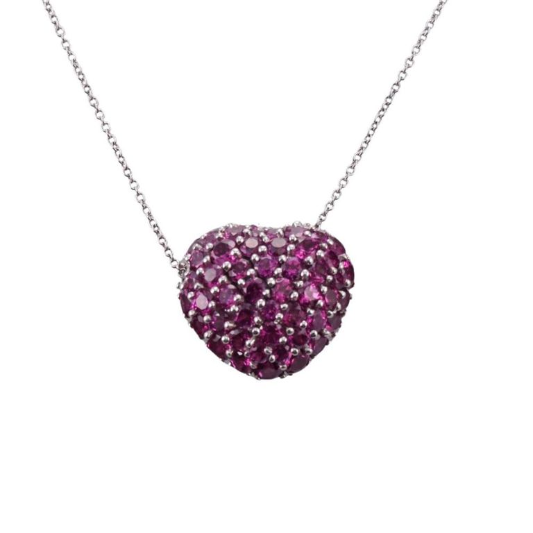 18k Gold Gemstone Heart Pendant Necklace