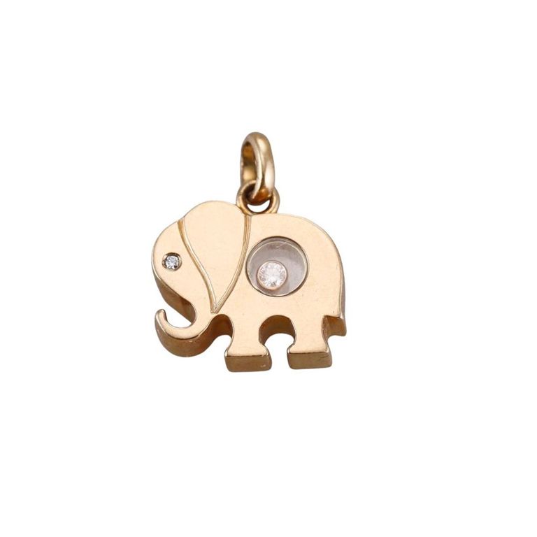 18k Gold Diamond Elephant Pendant