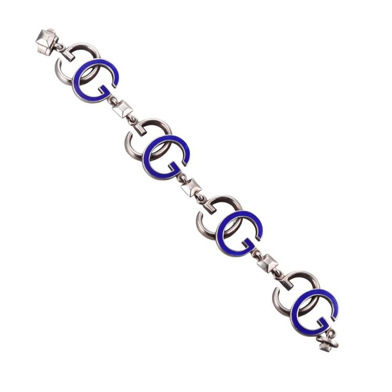 Sterling Silver Blue Enamel Bracelet
