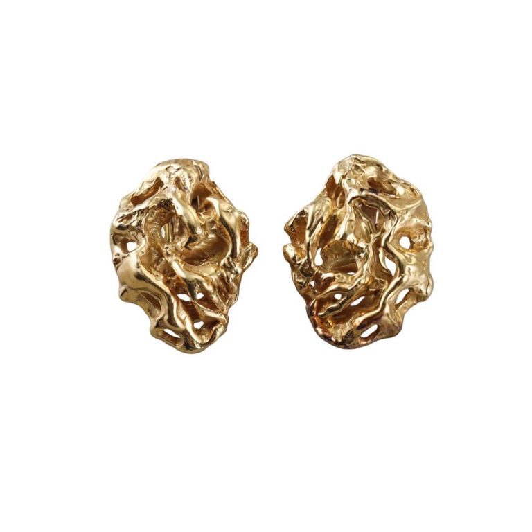 18k Gold Free Form Earrings