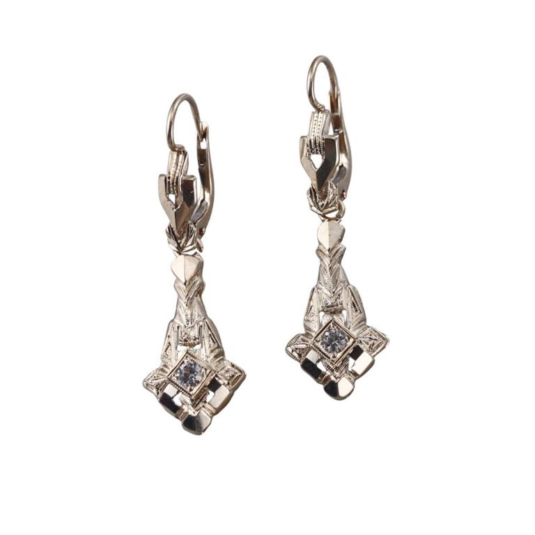 18k Gold Diamond Drop Earrings