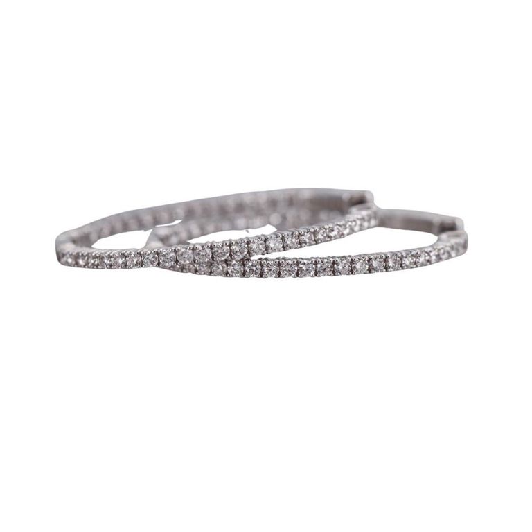 14k Gold Diamond Hoop Earrings