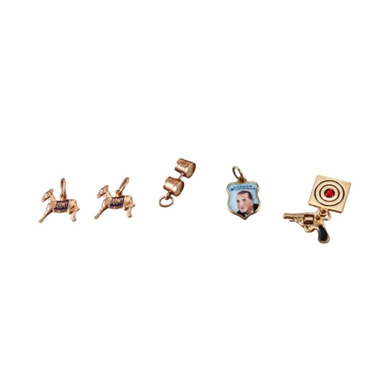 Set of 5 14k Gold Enamel Charms