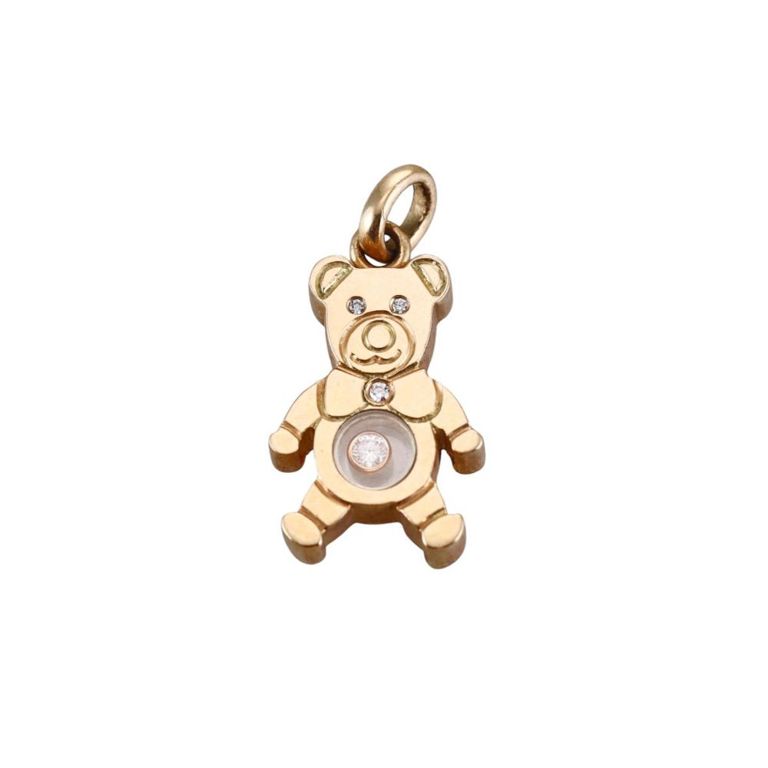 18k Gold Diamond Bear Pendant