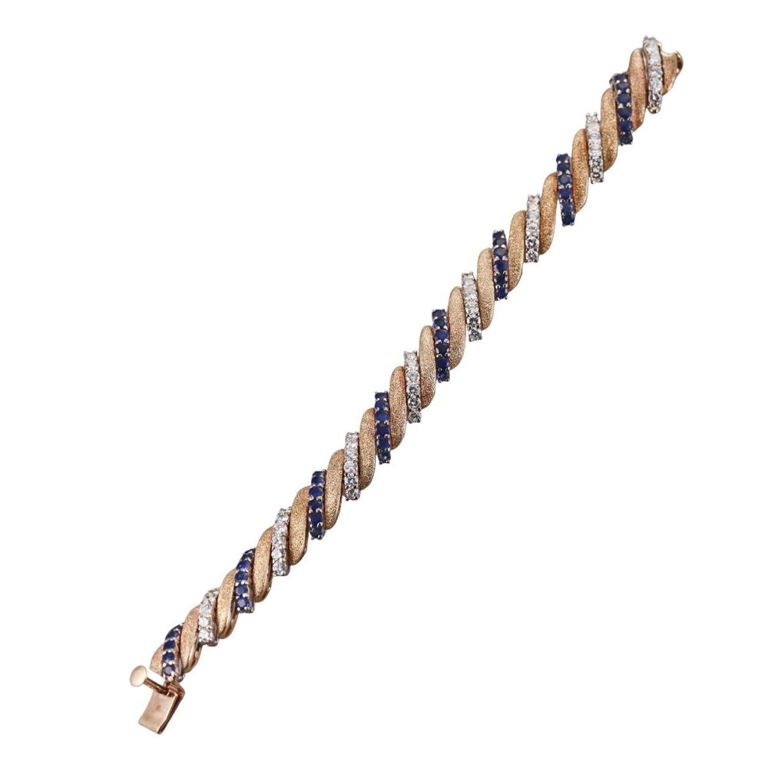 14k Gold Sapphire and Diamond Bracelet