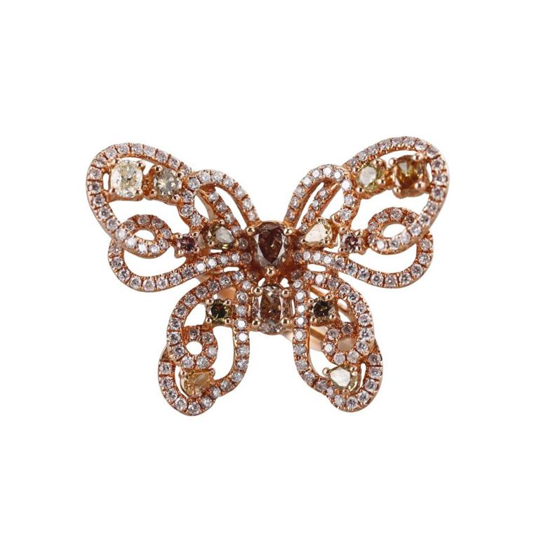 18k Gold Diamond Butterfly Ring
