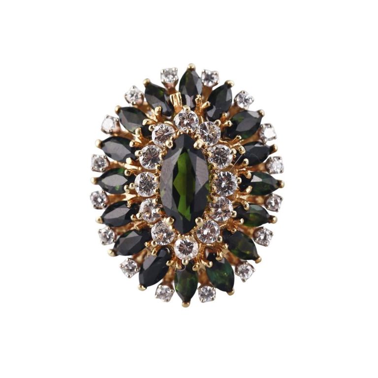 18k Gold Tourmaline and Diamond Ring