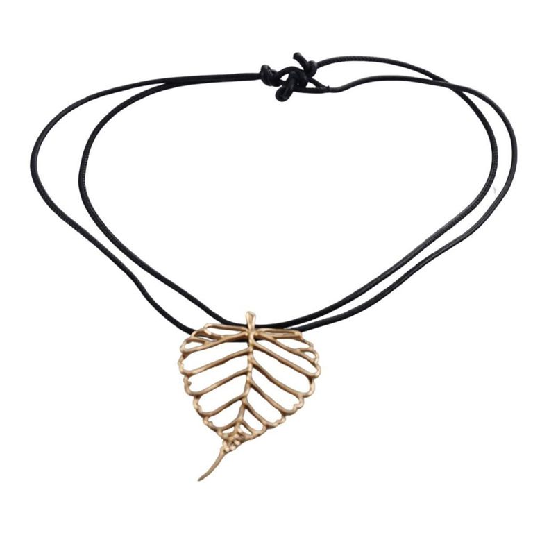 18k Gold Leaf Pendant Necklace