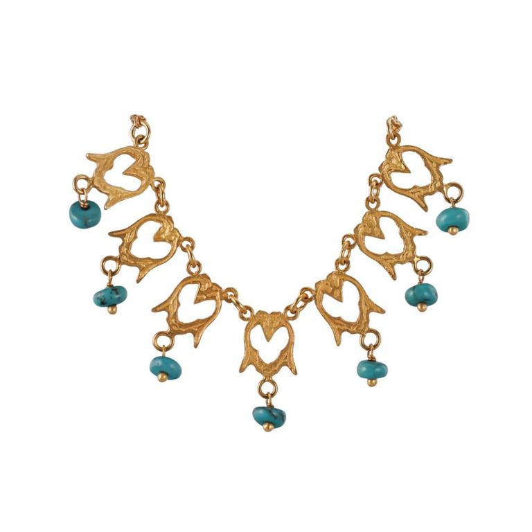 18k Yellow Gold Turquoise Necklace