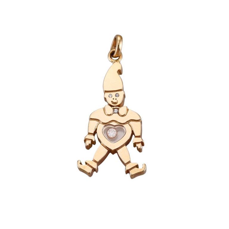 18k Gold Diamond Clown Pendant