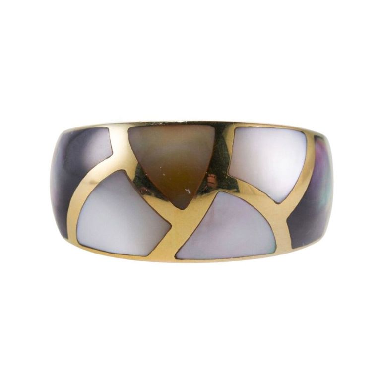 14k Gold Mother of Pearl Inlay Ring