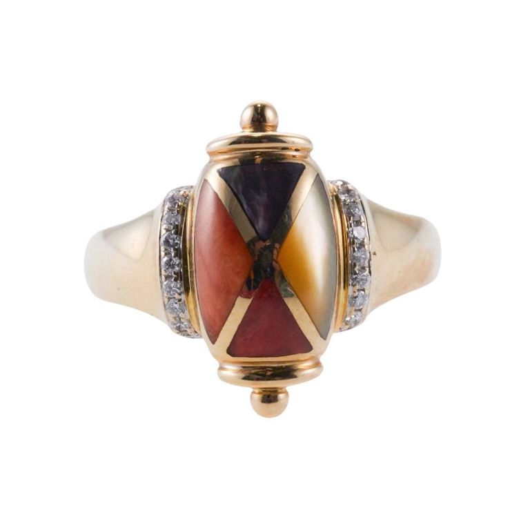 14k Gold Diamond Inlay Ring