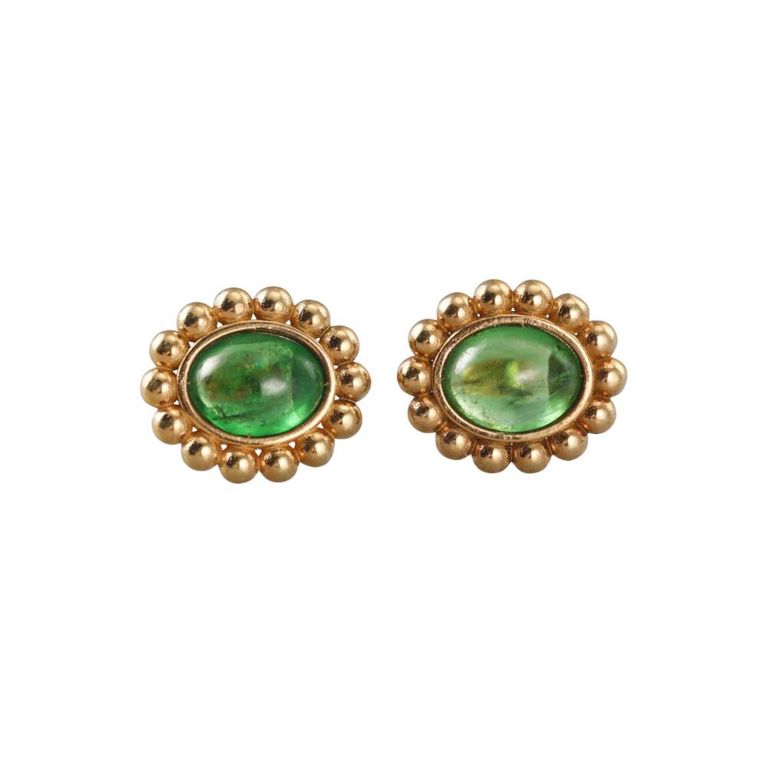 Pair of 18k Gold Peridot Stud Earrings