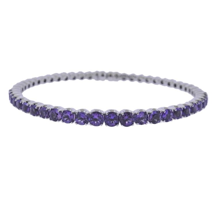 18k Gold Amethyst Bangle Bracelet
