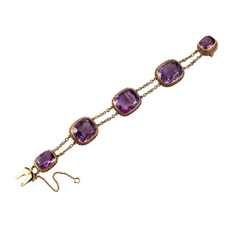 Antique 14k Gold Amethyst Bracelet