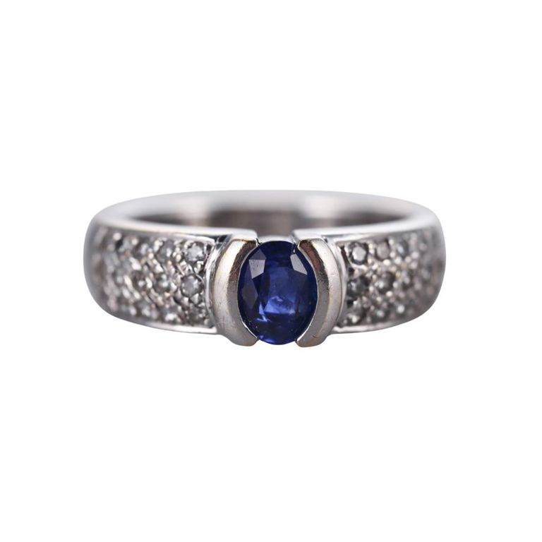 18k Gold Sapphire and Diamond Ring