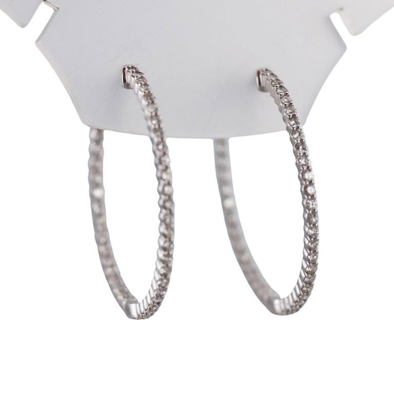 14k Gold Diamond Hoop Earrings