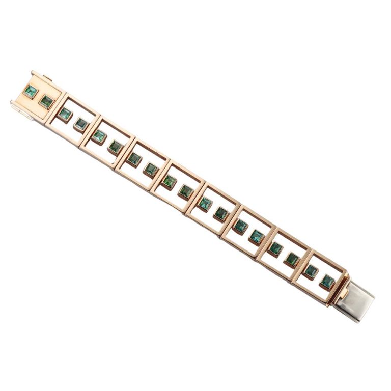 18k Gold Green Tourmaline Bracelet