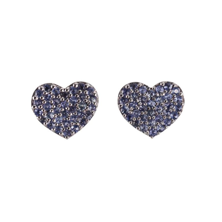 Pair of 18k Gold Sapphire Heart Earrings