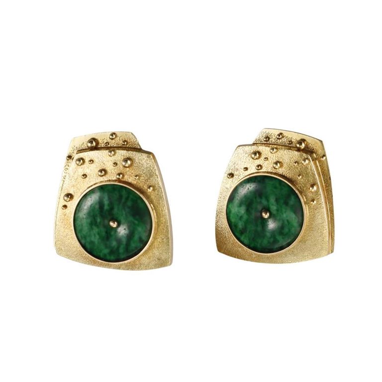 18k Yellow Gold Jade Earrings