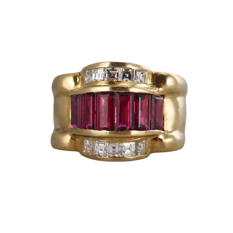 14k Gold Ruby and Diamond Ring