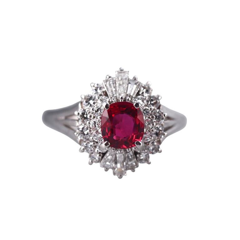 Platinum Ruby and Diamond Ring