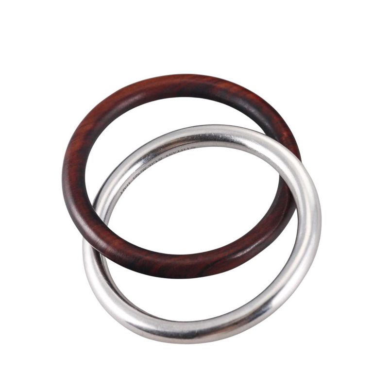 Sterling Silver and Wood Bangle Bracelet