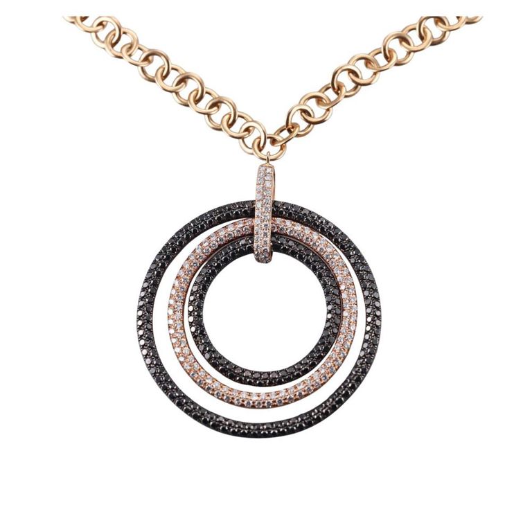 Black and White Diamond Pendant Necklace